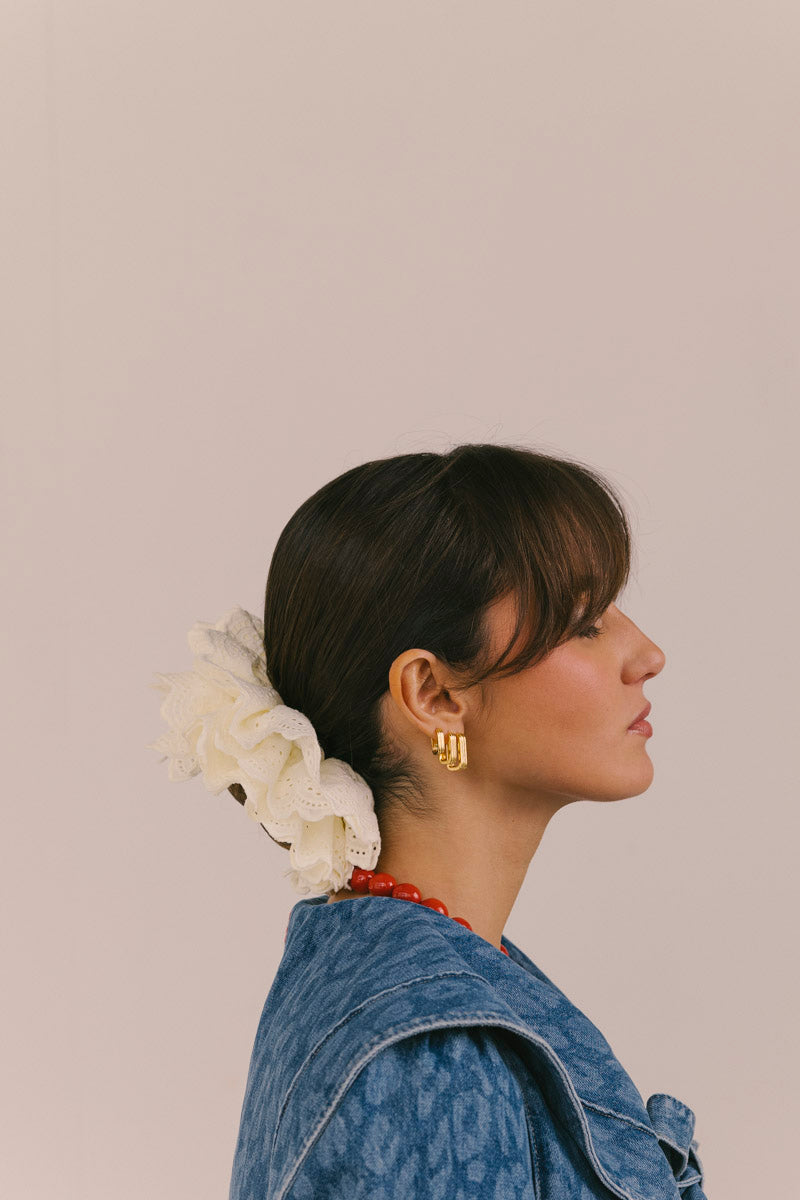 Triple Textured Ovate Hoops Set Gold Plated