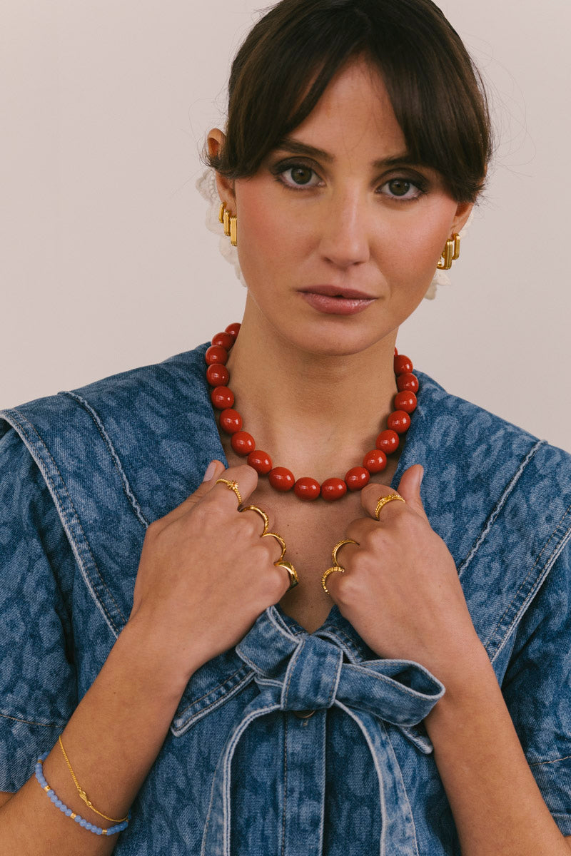 Triple Textured Ovate Hoops Set Gold Plated