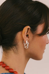 Textured Ovate Hoops Silver (20mm)