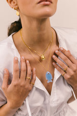 Blue Fish Necklace Gold Plated