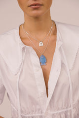 Scallop Medallion Necklace Silver