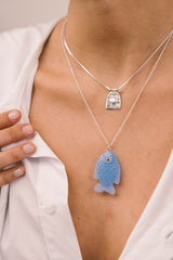 Scallop Medallion Necklace Silver