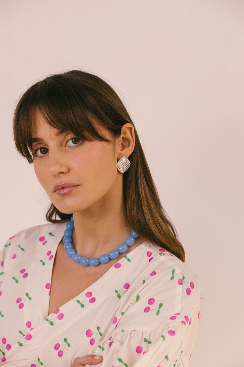 Aqua Do Mar Beaded Necklace Silver