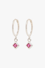 Fuchsia diamond hoop silver