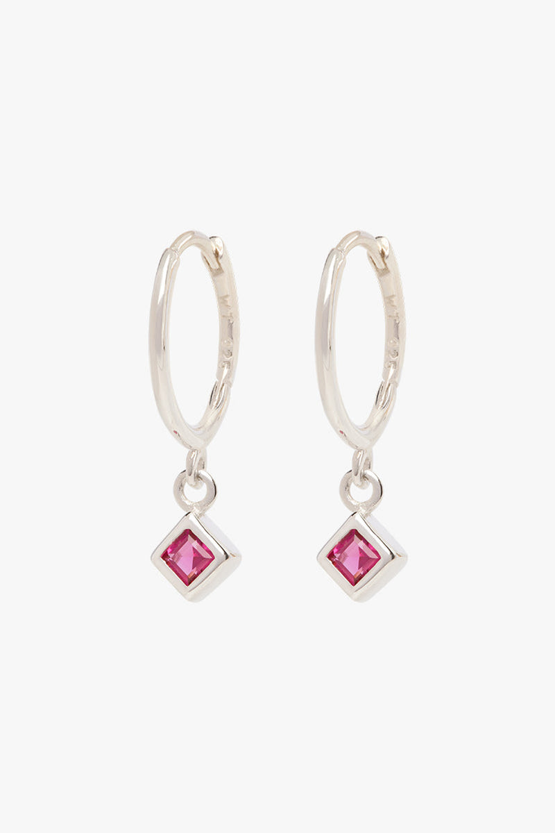 Fuchsia diamond hoop silver