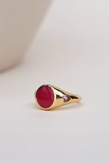 Carnelian color pinky ring gold plated