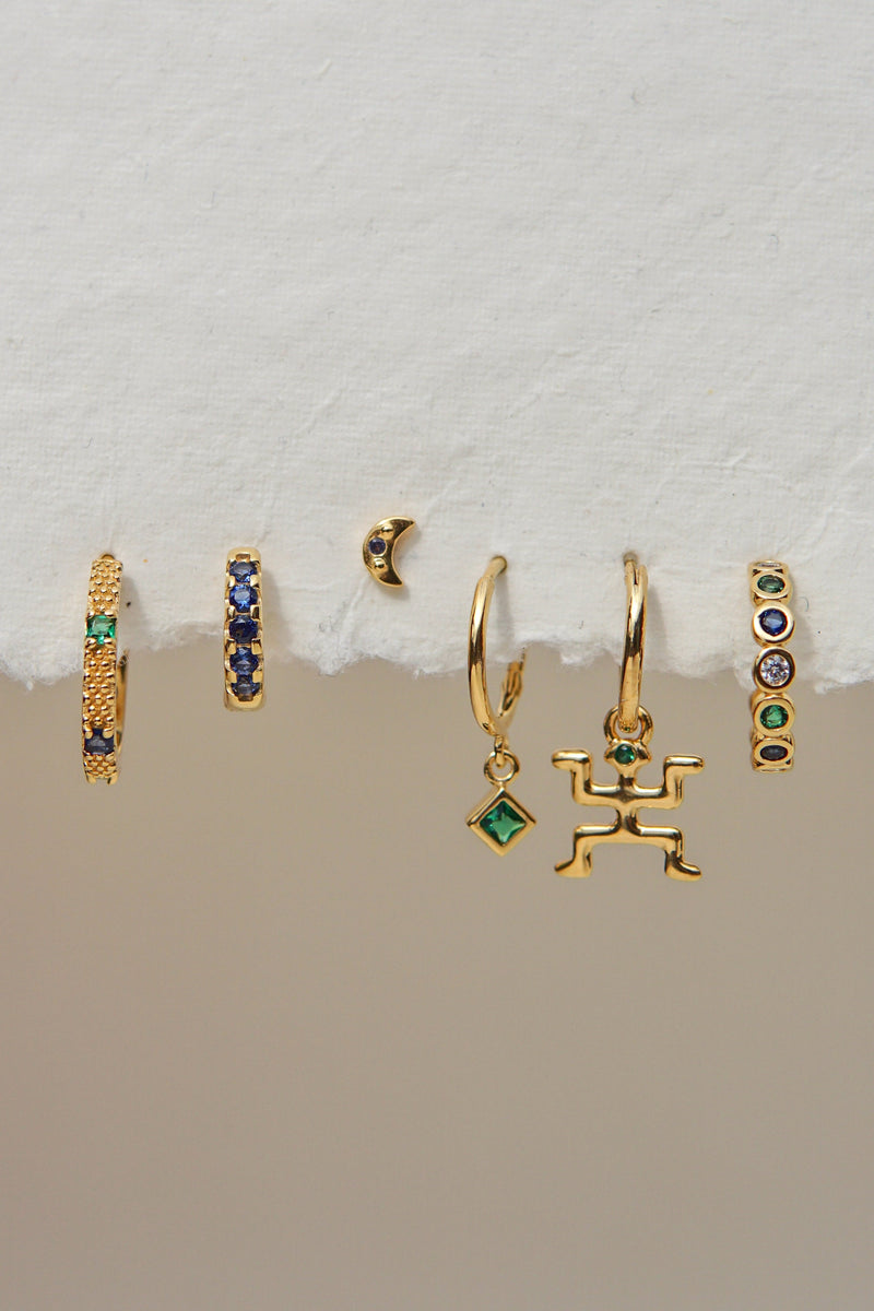 Midnight moon stud 14k solid gold