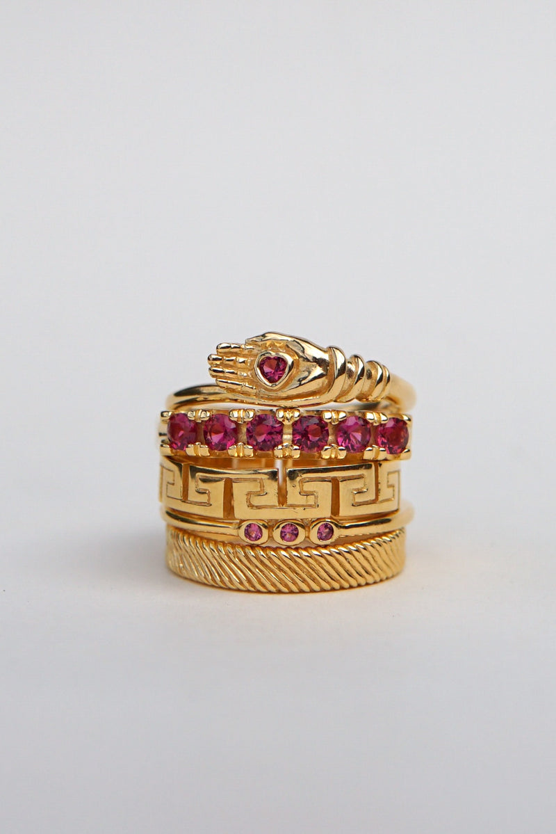 Vintage fuchsia ring gold plated