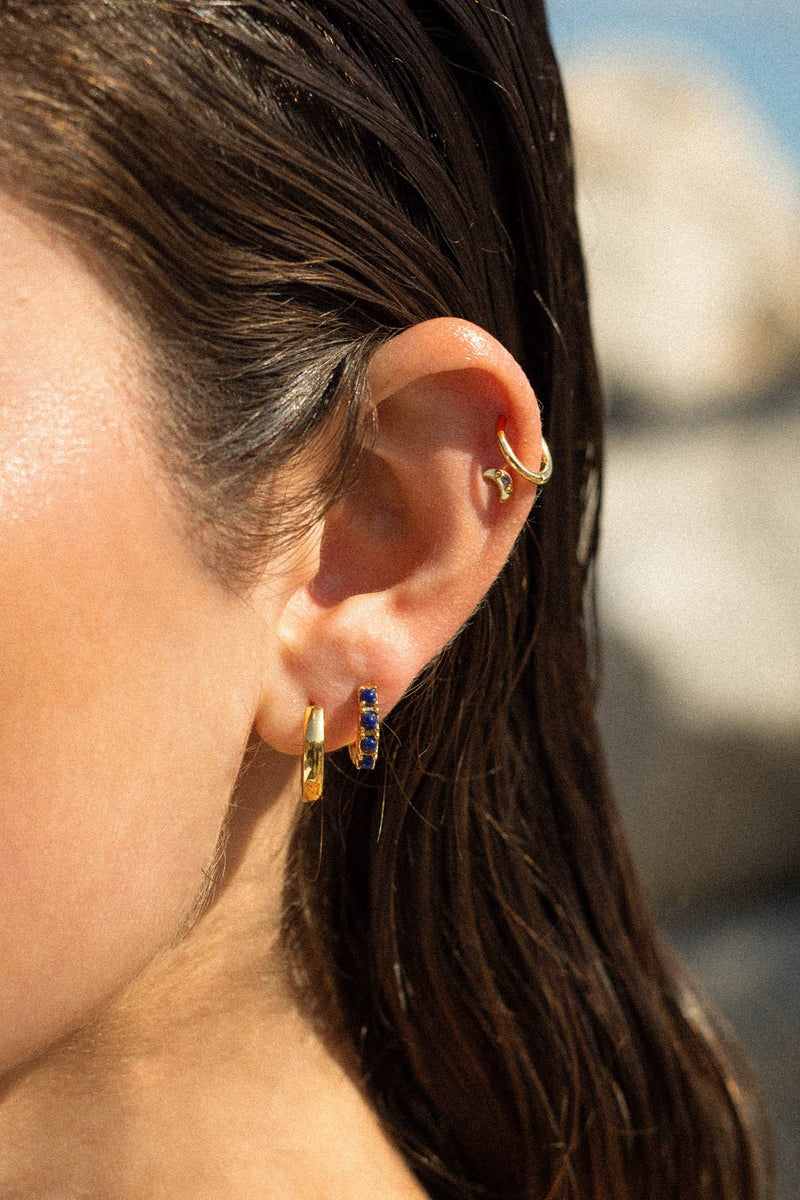 Midnight moon stud 14k solid gold