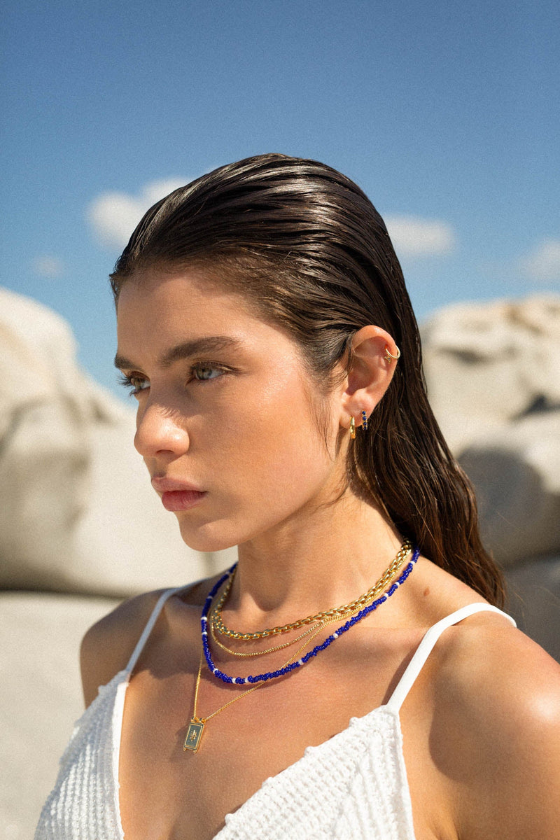 Midnight moon stud 14k solid gold