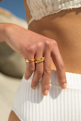 Roman dots ring gold plated