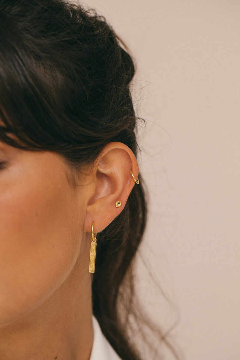 Meander bar earring gold plated