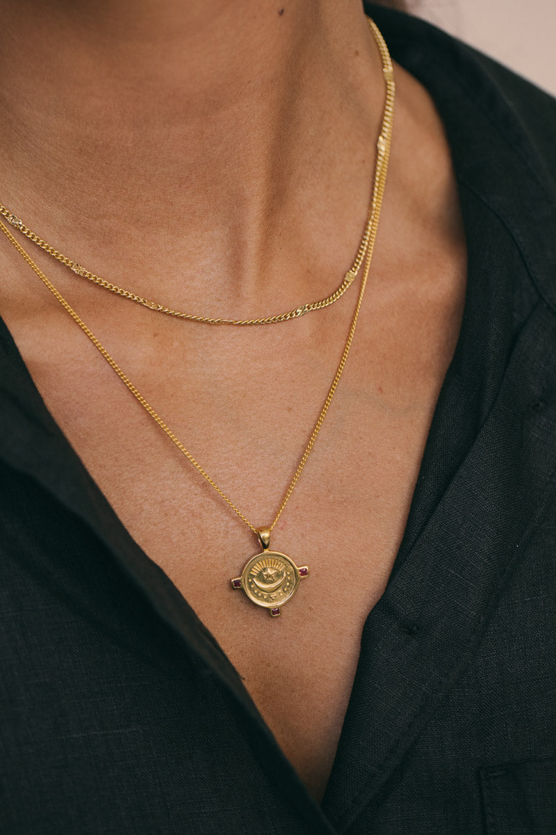 Moon coin necklace gold plated