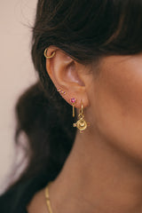 Red sun stud gold plated