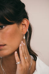 Ivory color orbit earring silver