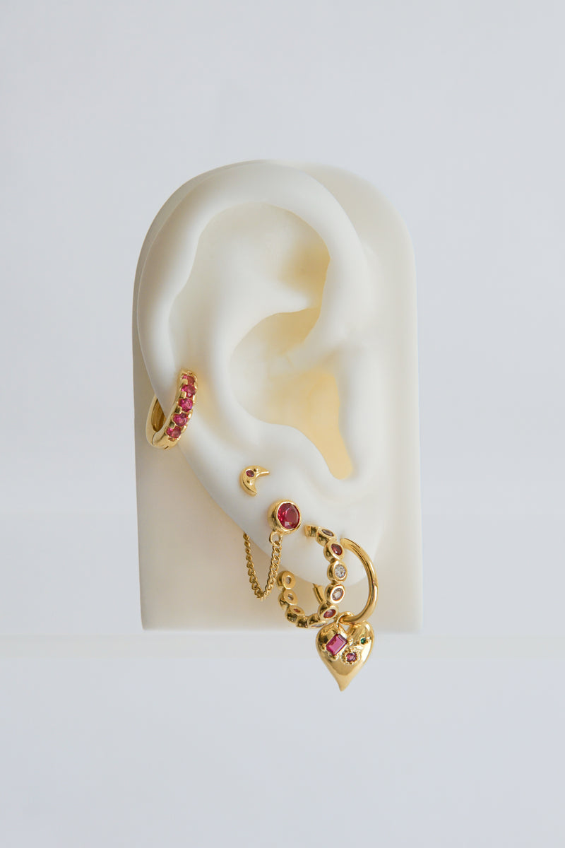 Colorful heart earring gold plated