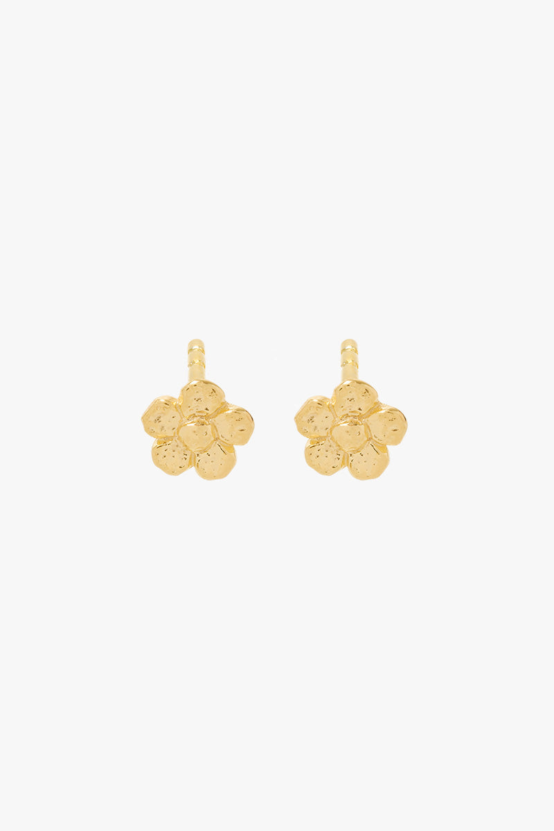Hammered Flower Stud Gold Plated