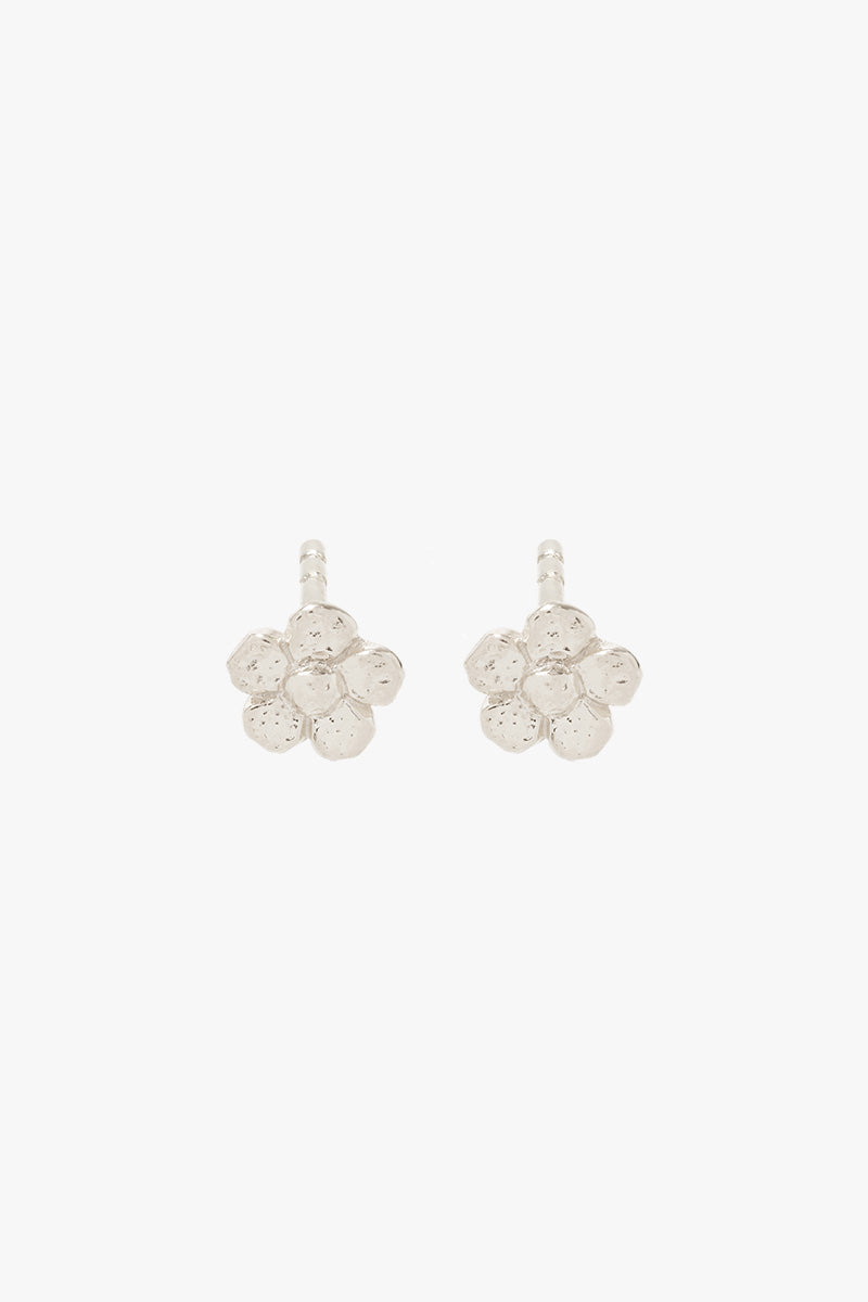 Hammered Flower Stud Silver