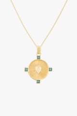Heart Compass Necklace Gold Plated