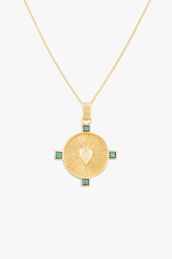 Heart Compass Necklace Gold Plated