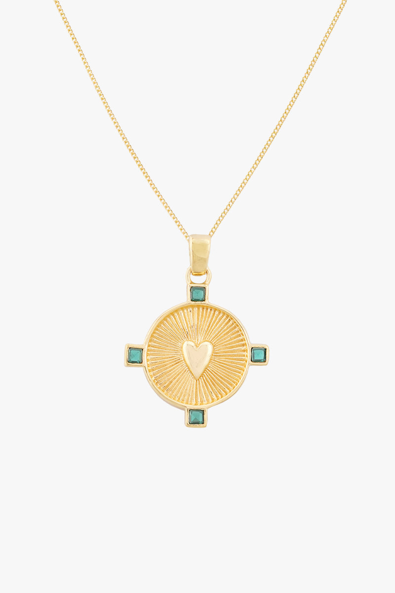 Heart Compass Necklace Gold Plated