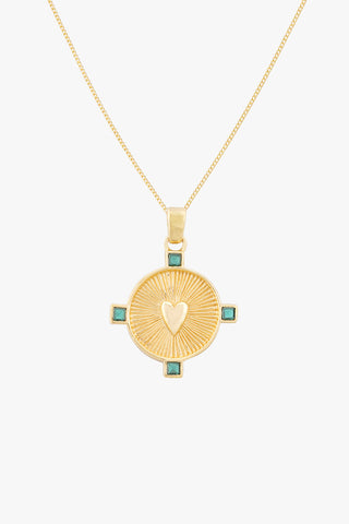 Heart Compass Necklace Gold Plated
