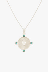 Heart Compass Necklace Silver