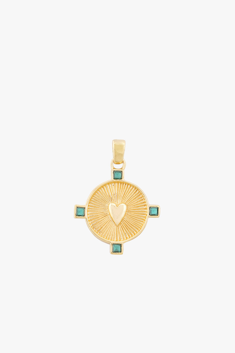 Heart Compass Necklace Gold Plated