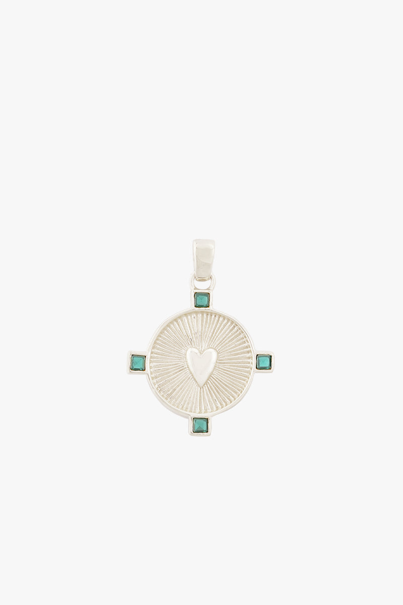 Heart Compass Necklace Silver