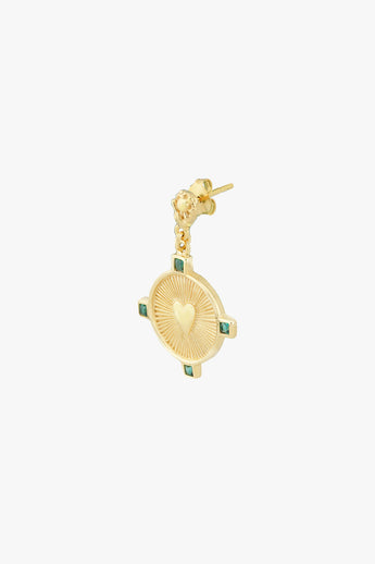 Heart Compass Earrings Gold Plated