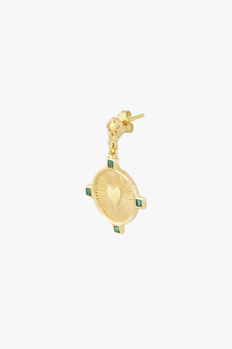 Heart Compass Earrings Gold Plated