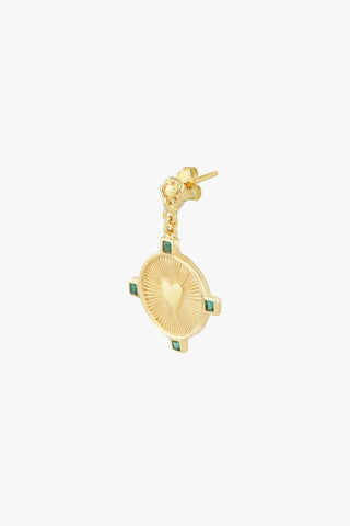 Heart Compass Earrings Gold Plated