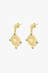 Heart Compass Earrings Gold Plated