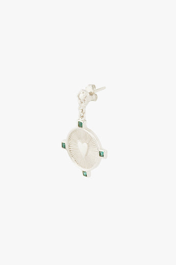 Heart Compass Earrings Silver