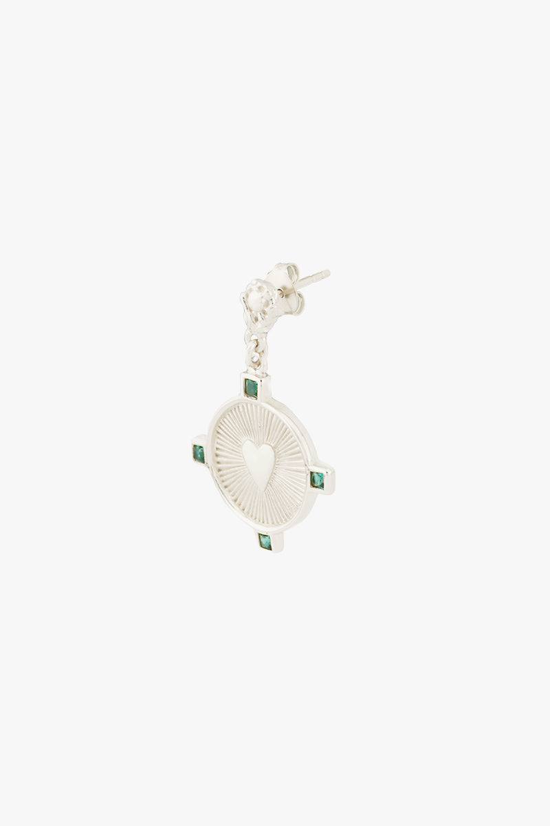 Heart Compass Earrings Silver