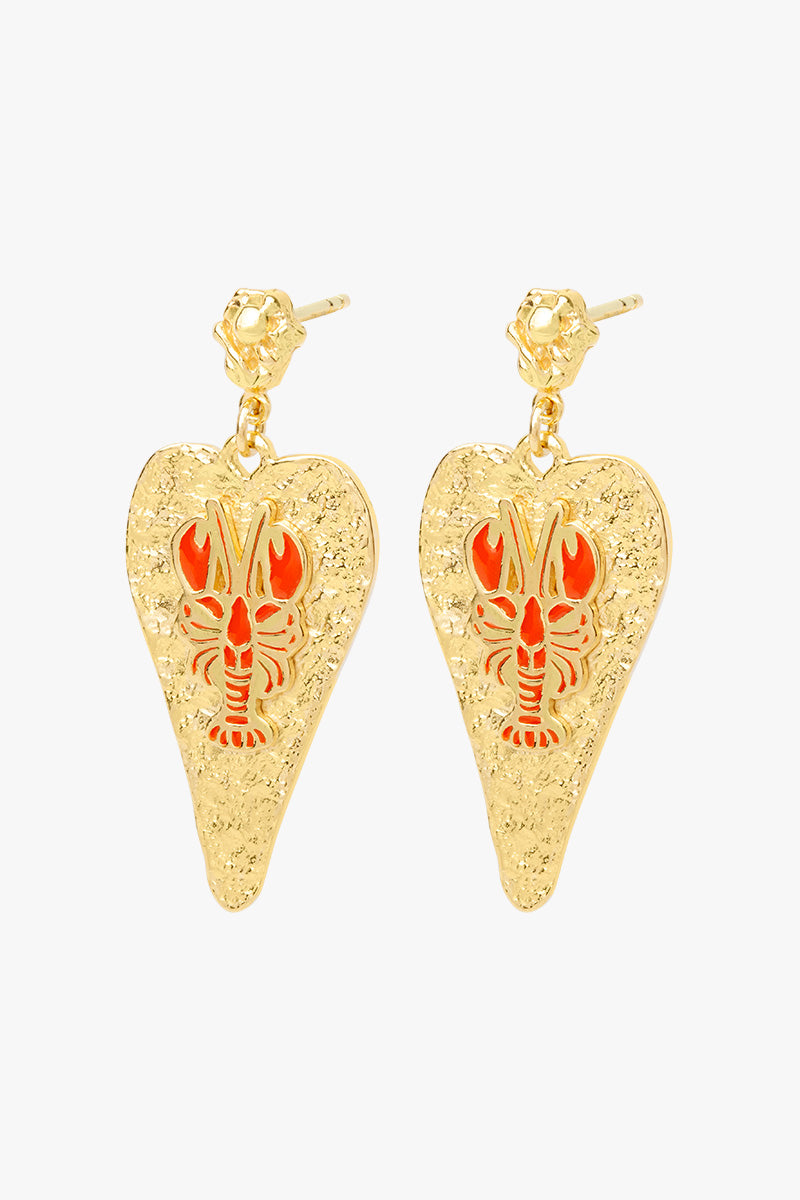 Lobster Love Earring Gold Plated