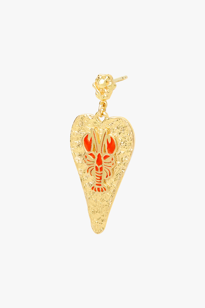 Lobster Love Earring Gold Plated