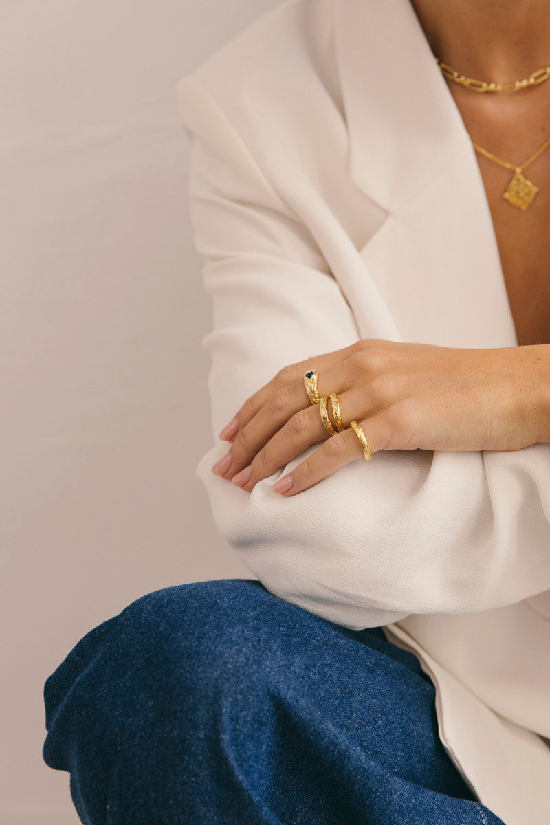 Rocky Stack Ring Gold Plated