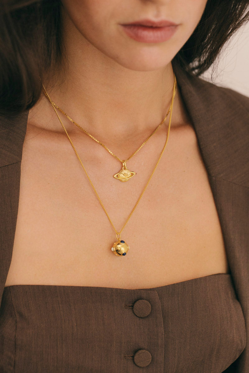 Saturn Necklace Gold Plated