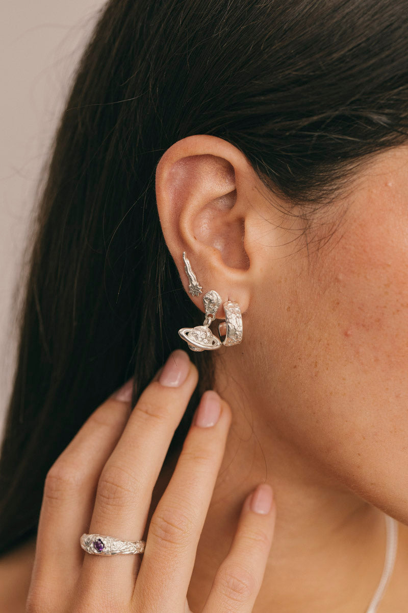 Etheral Haze Hoop Silver