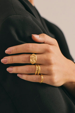 Rocky Stack Ring Gold Plated