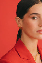 Red Detailed Hoop Gold Plated