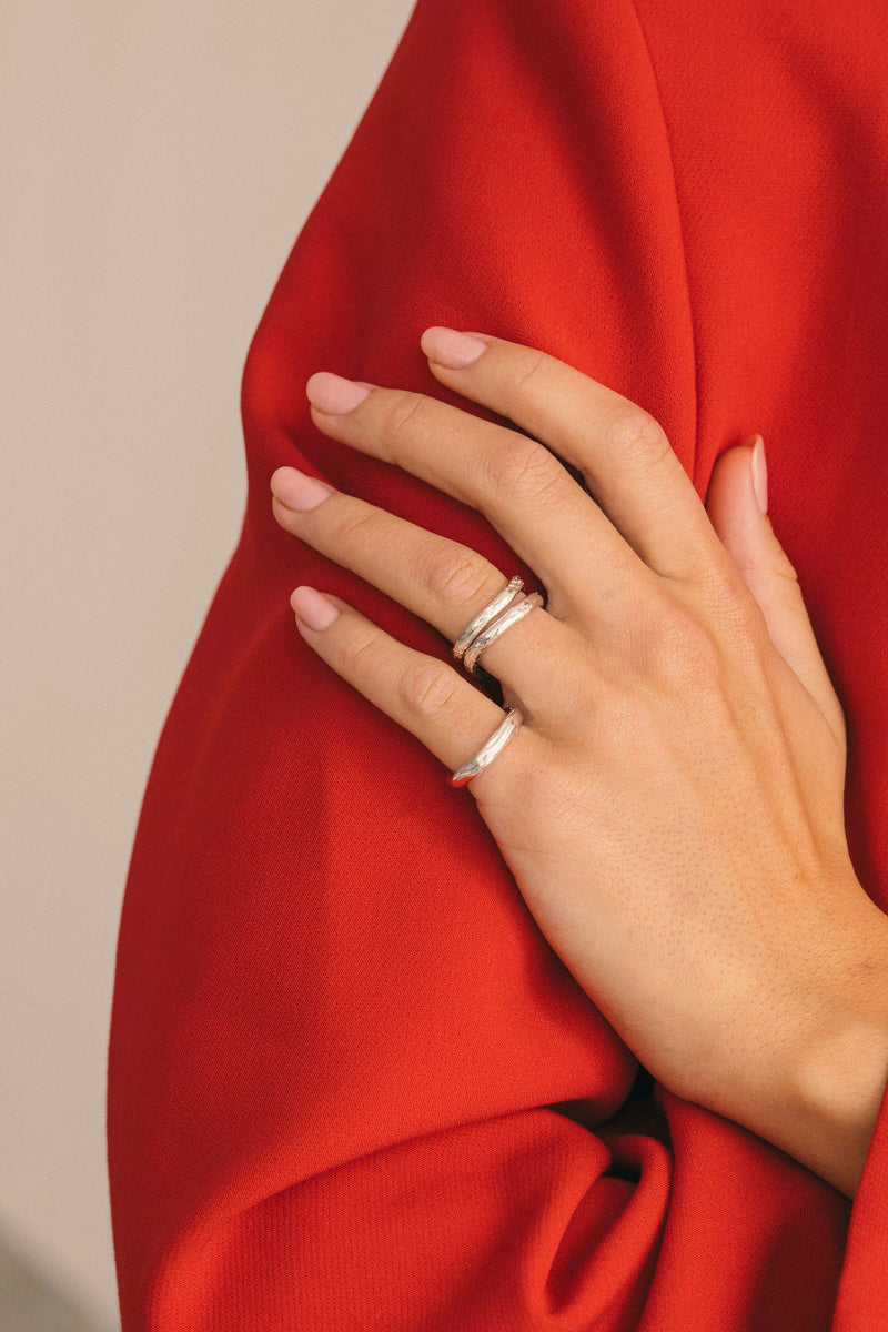 Rocky Stack Ring Silver