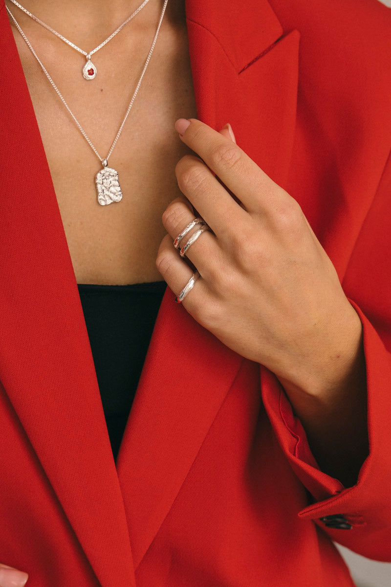 Red Planet Necklace Silver