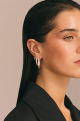 Organic Hammered Oval Hoop Silver (20 mm)