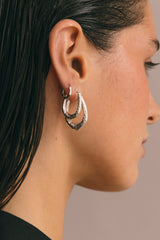 Organic Hammered Oval Hoop Silver (20 mm)