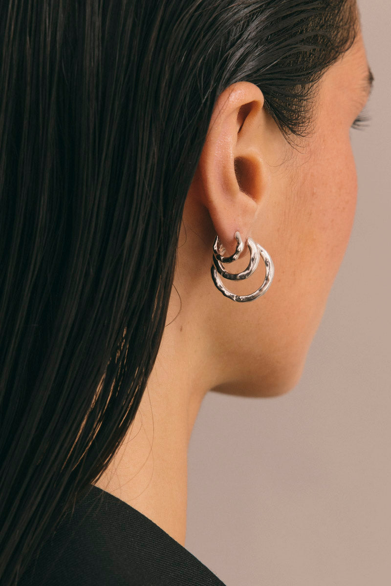 Hammered Huggie Silver (15mm)