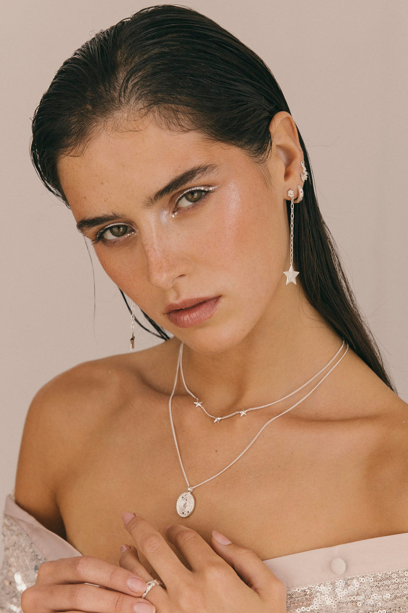 Triple Star Necklace Silver