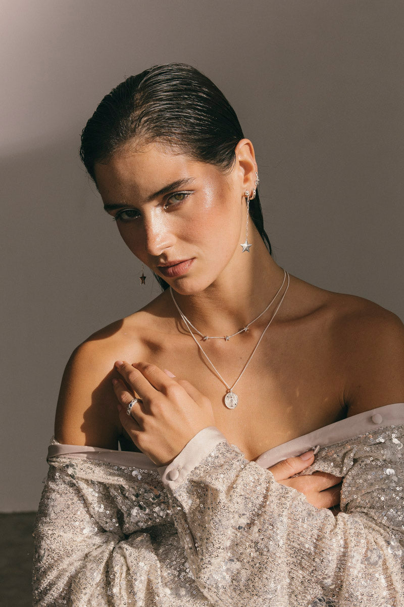 Triple Star Necklace Silver