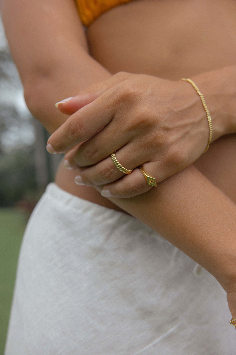 Sunlit Signet Pinky Ring Gold Plated